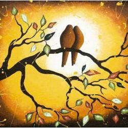 Earth Tones Vintage Inspired Bird Art Print Wedding Decor Wall Decor 13x18 Signed